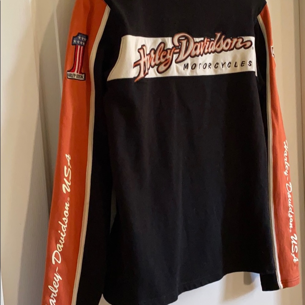Harley-Davidson Black & Orange Women's Jacket with White Logo - Picture 3 of 8